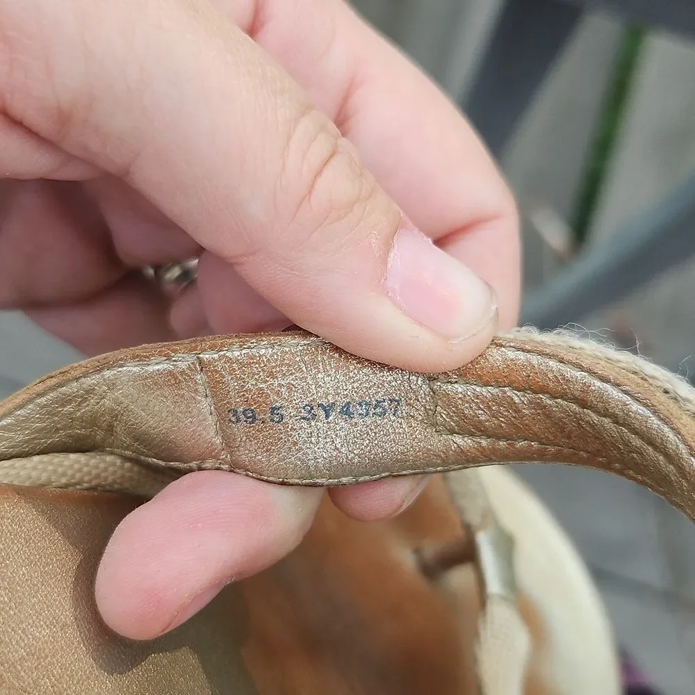 Vintage Prada Gold Thong Sandals Size 39.5 | Logo Sole - Picture 9 of 9